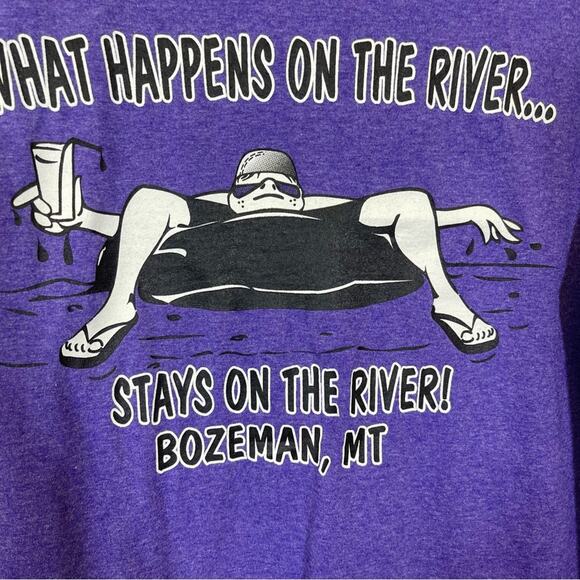 Fruit of the Loom, Bozeman Montana River Floating T-Shirt. Size Medium. - Picture 2 of 6